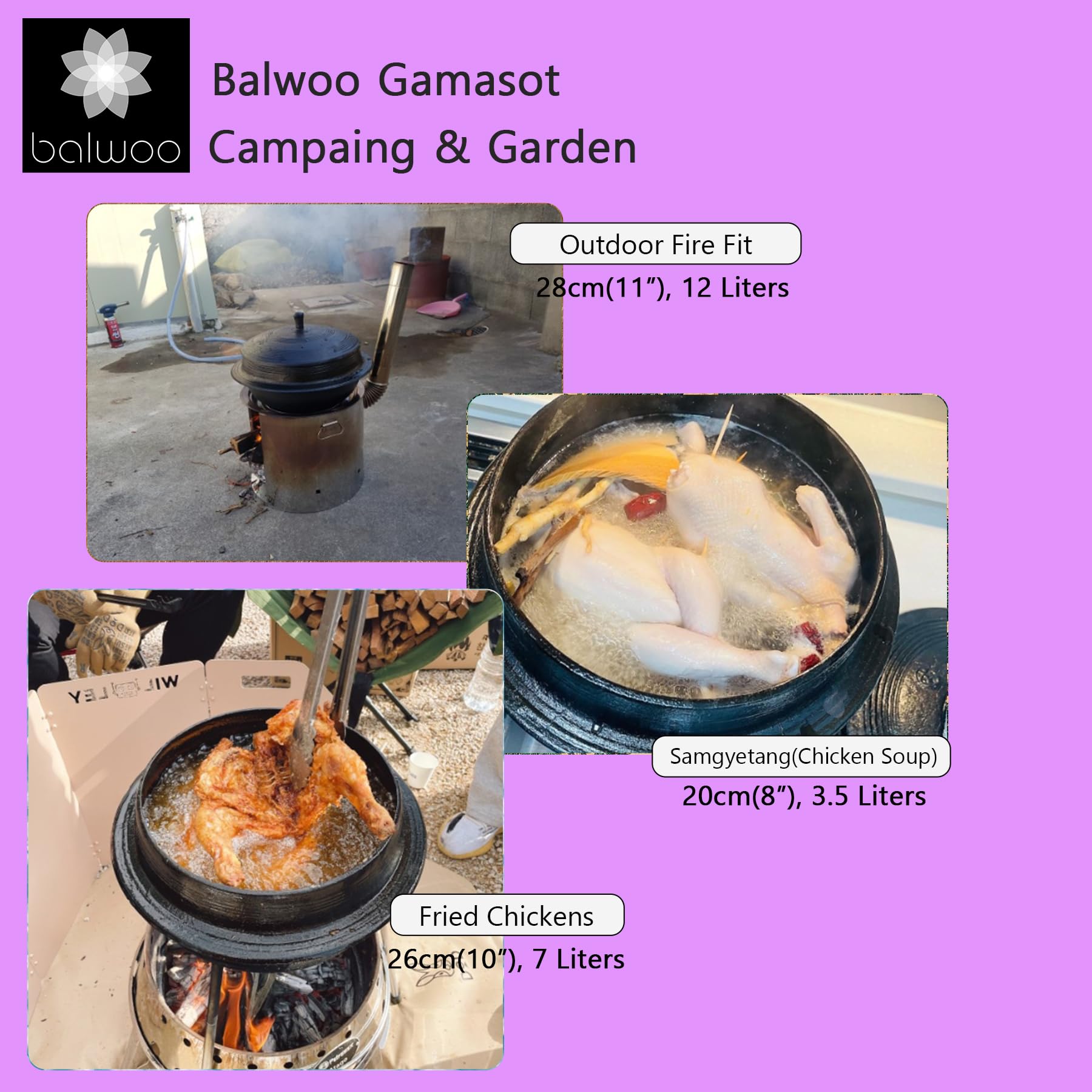 Balwoo Gamasot Korean Cast Iron Cauldron Pot Perilla Oil Pre-seasoned Dutch Oven Rice Cooker Handcrafted Non-chemical Coating Cookware Stockpot Casserole